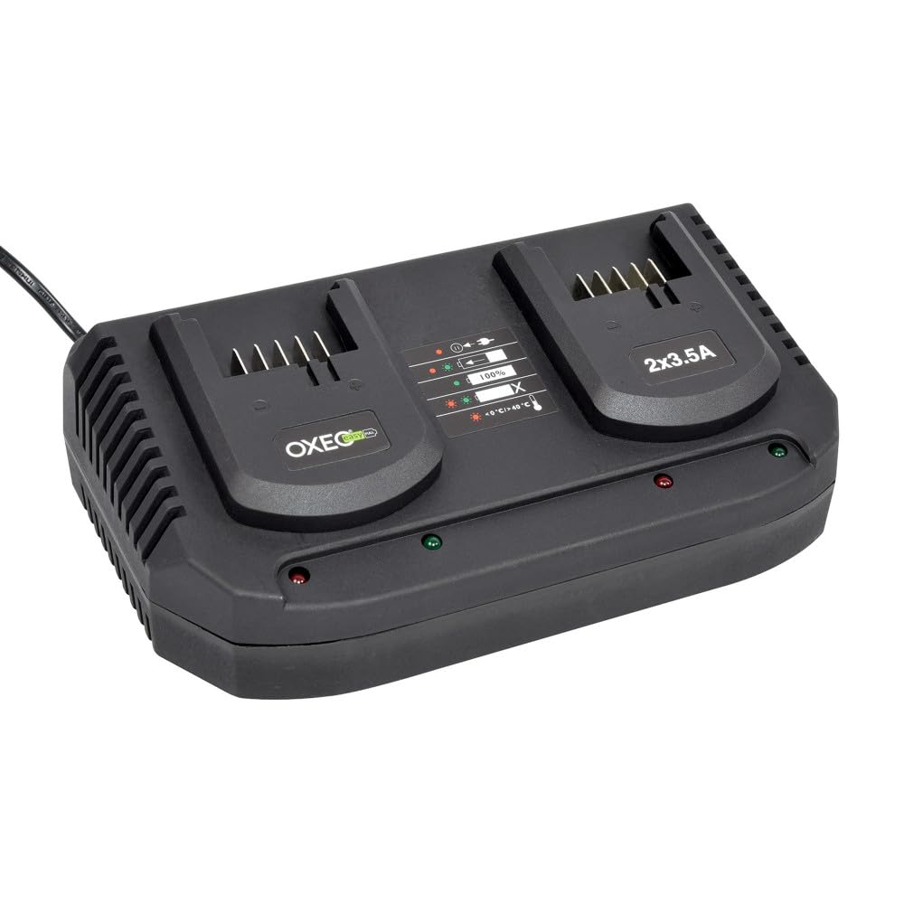 Chargeur Double Super Rapide Batterie 18V Easy Full - 2X 3.5A - Compatible Batteries d'outils de Jardinage et Bricolage sans Fil