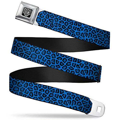 Cinturón de seguridad Buckle-Down de leopardo turquesa para coche (1" de ancho, 20-36" de largo)