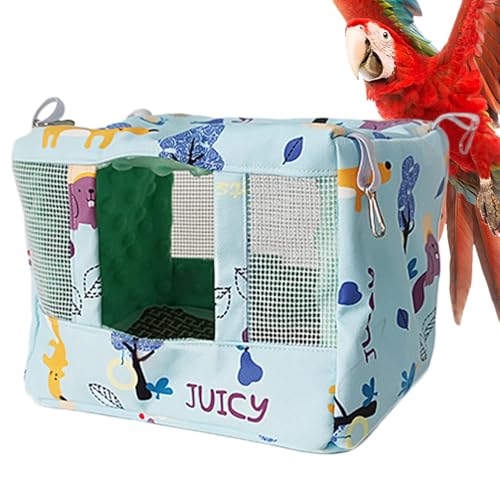 バードハンモックテント、オウムハウス | クールなマット付きの通気性オウムの生息地の洞窟 - パラキートコカチエルラブバードアフリカングレーのための防水布動物洞窟