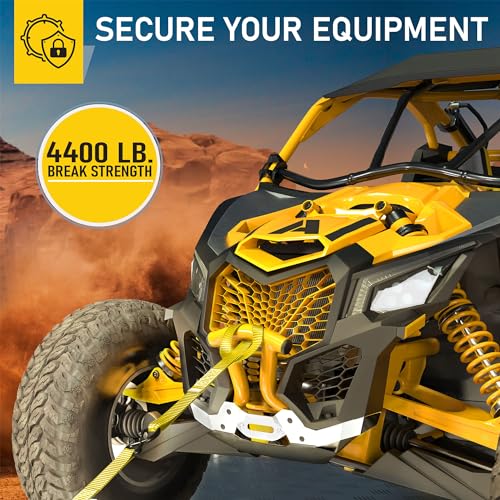 Image of AUGO Heavy Duty Ratchet Straps & Soft Loops - Pack of 4 Extra Strong 1.5 inch by 10' Ratchet Straps w /S-Hook Safety Latches & 4 Soft Loop Tie Downs - 4400Lb Break Strength for Motorcycles, ATVs, Etc.