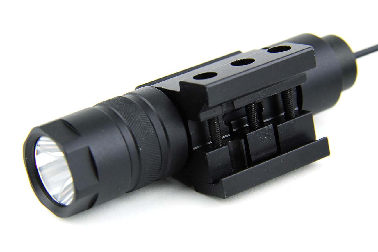 TacFire Cree LED T5 150 lm Tactical Flashlight with Remote Pressure Switch, Weaver Pica Tinny Rail Mount & Battery, Black : Sports & Outdoors