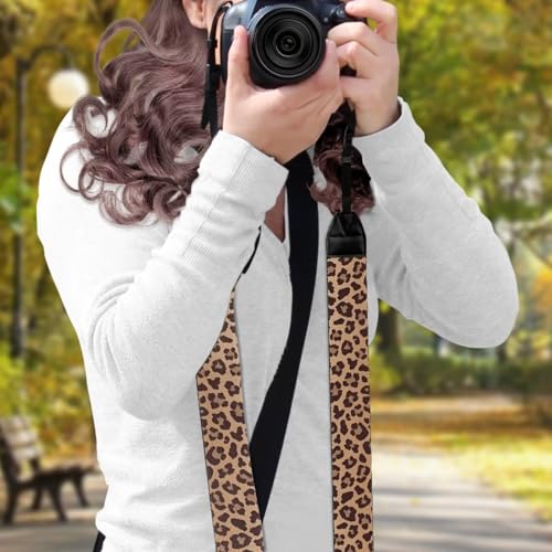Pzuqiu Correas de cámara ajustables con liberación rápida para todas las cámaras DSLR/SLR, correa antideslizante para cámara, leopardo, Talla única - imagen 2