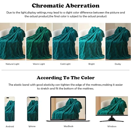 NEWCOSPLAY Super Soft Throw Blanket Dark Teal Premium Silky Flannel Fleece 3D Checkered Lightweight Bed Blanket All Season Use (Dark Teal Checkered, Throw(50"x70"))