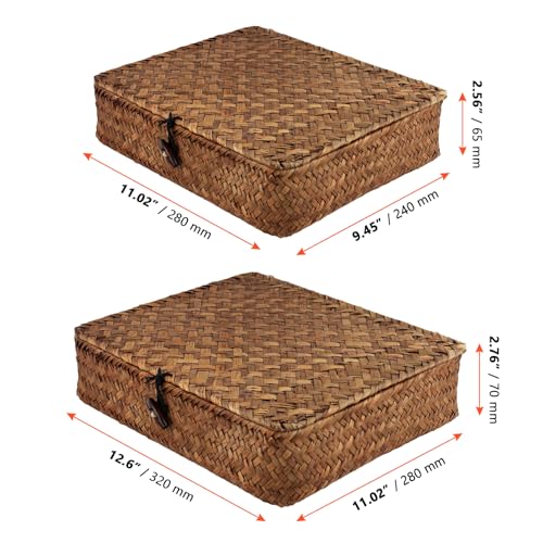 Paniers en jonc de mer tressé main marron café, coffrets de rangement