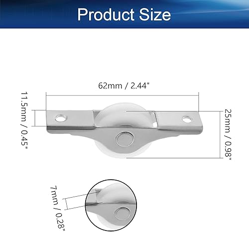 Miniatura 2 de Bettomshin 2 rodillos de puerta de pantalla de 0.984 in/0.98 pulgadas de diámetro, rueda deslizante de nailon blanco con ranura en U, rueda