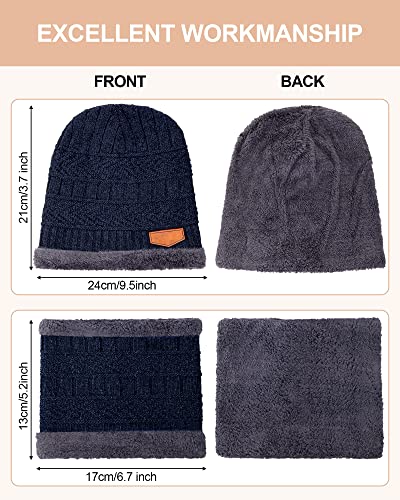 6 Sets Kids Winter Hat Warm Scarf Knit Beanie Cap and Neck Warmer with Thick Fleece Lining for kids 5-14 Years Old2