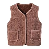 cllios Fall Winter Jacket Kids Sherpa Fleece Vest Girls Button Down Cardigan Vest Sleeveless Coats Baby Boys Vest Warm Outerwear with Pockets Fashion Clothes 2024