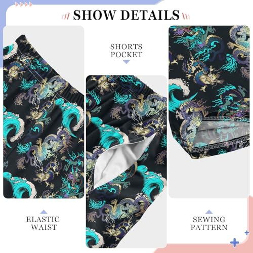 Dragon Wave Boys Long Pants Soft Trousers Elastic Waist Kids Lounge Bottoms with Pockets S-XL4