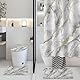 AIBIIN Marmor Duschvorhang-Sets 4-teiliges abstraktes graues Duschvorhang-Set mit rutschfesten Teppichen, moderner WC-Deckelbezug und Badematte, Badvorhang für Badezimmer-Dekor (Haken im Lieferumfang