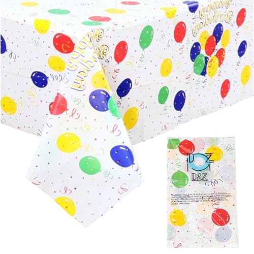 Kisstta Nappe de Fête 137 x 274 cm, Réutilisable, Imperméable, Ballons Multicolores pour Fêtes...