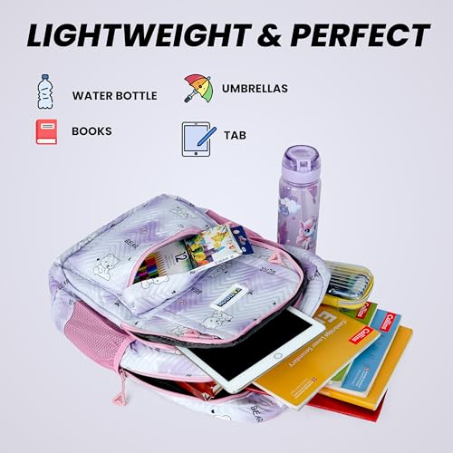 Image of Storite 3 PCS Kids School Backpack Set for Girls & Boys | 17 Inch Lightweight Backpack with Lunch Box & Pencil Case | Purple Bear Print School Bag for Elementary, Middle & High School