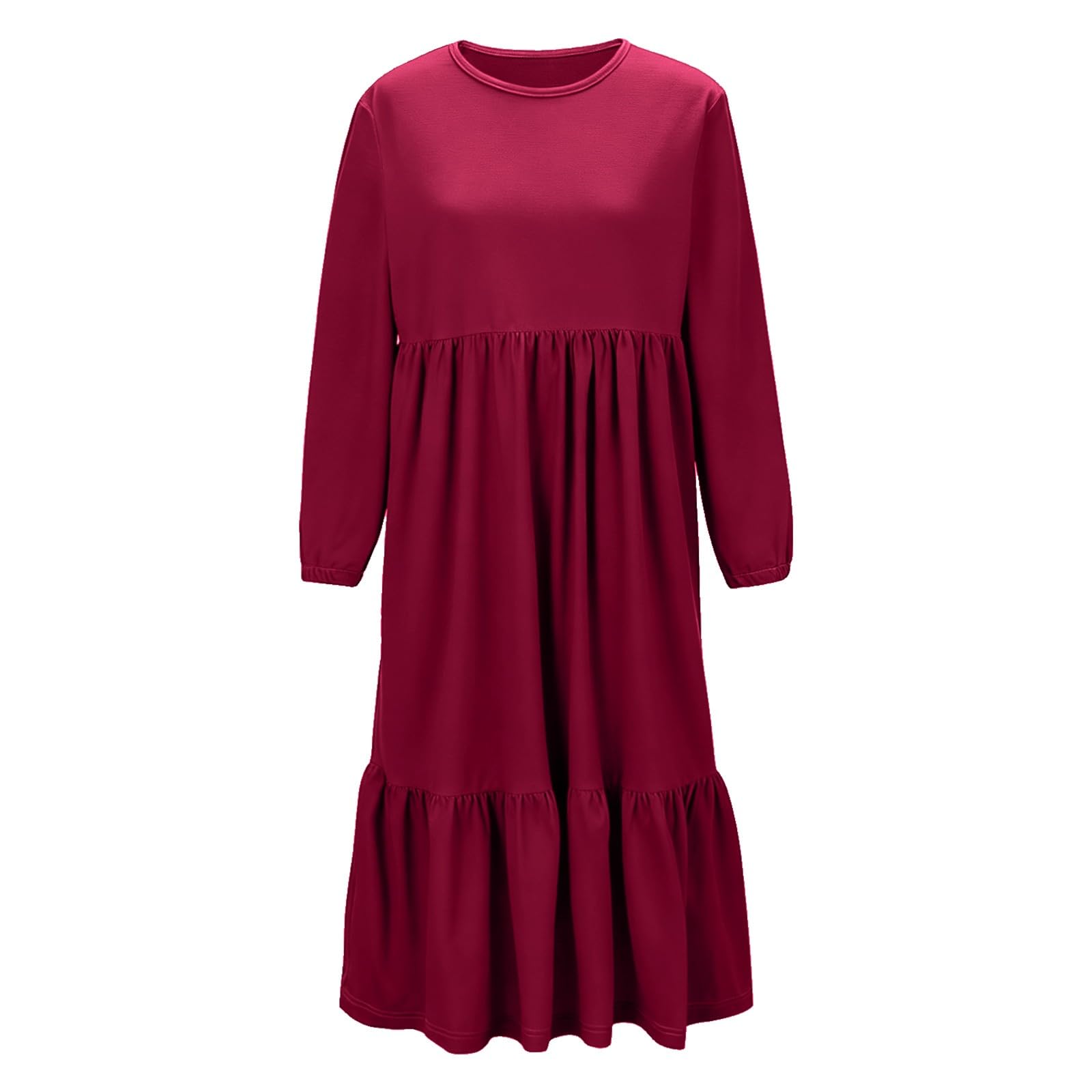 Vestito per ragazze Manica Lunga Casual Beach Dress Bambini Primavera Estate Vacanze Girocollo A Livelli Fluido A Line Maxi Abiti con Tasche