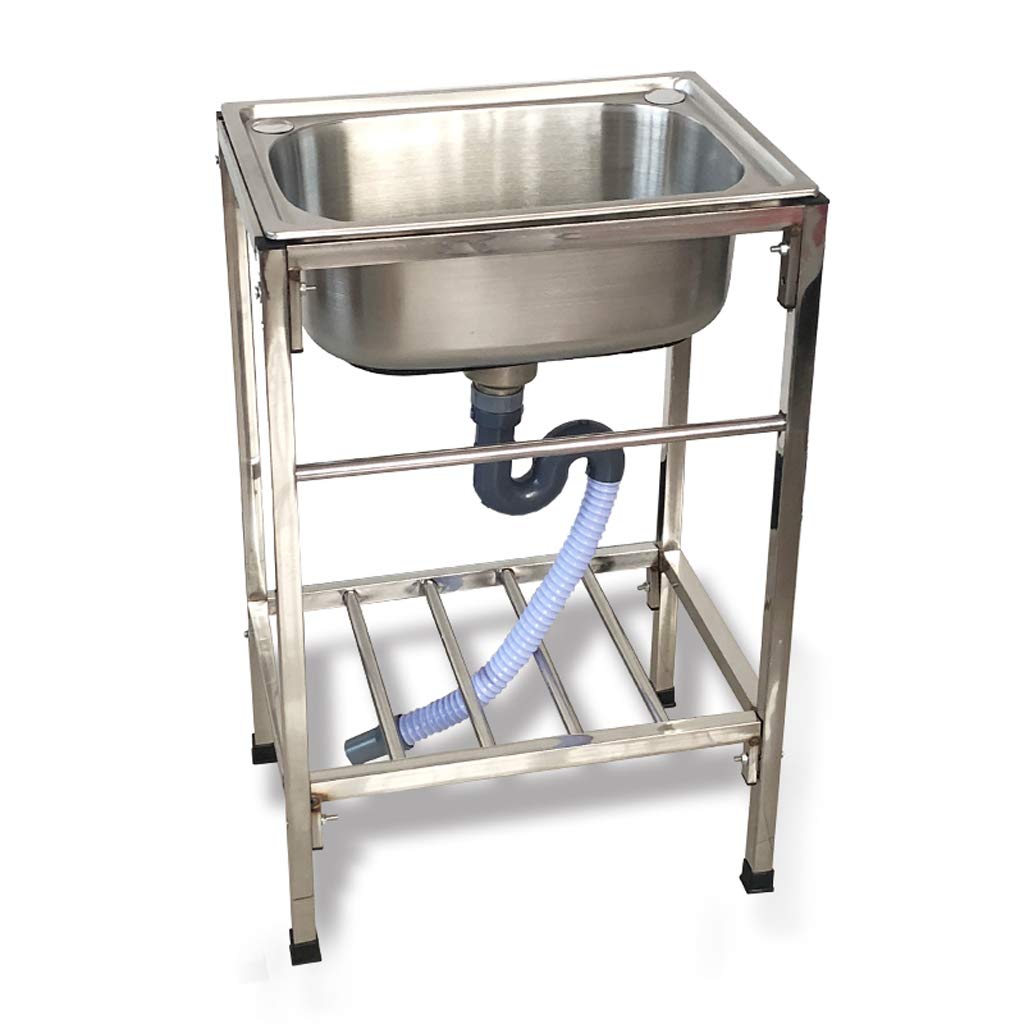Freestanding Kitchen Sink with Faucet and Legs - 1 Compartment Commercial Kitchen Prep & Utility Sink, Stainless Steel Hand Wash Sink Basin for Restaurant Home