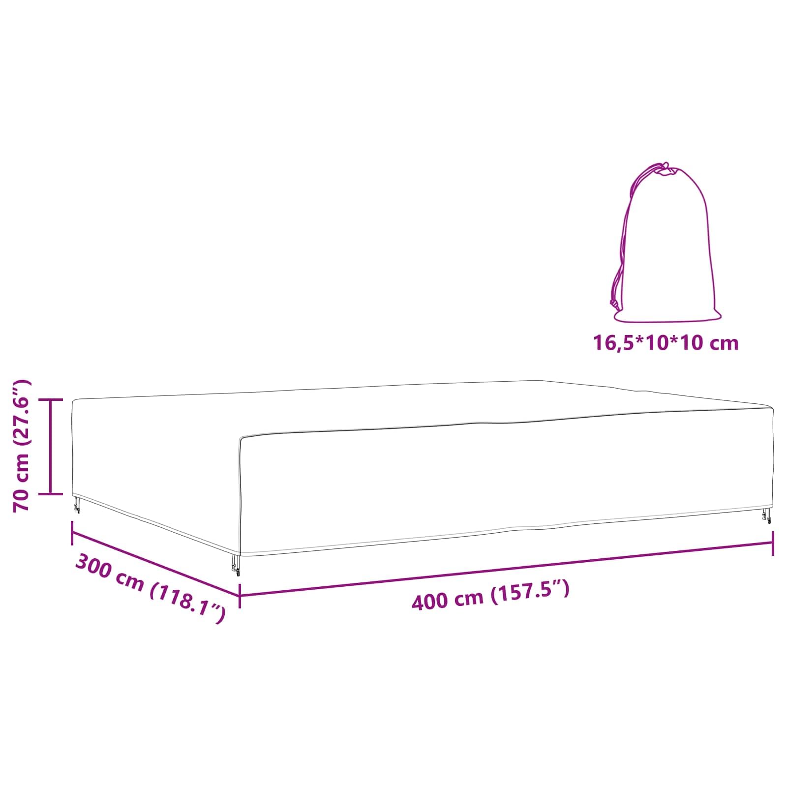 vidaXL Housse pour Meubles Uni Noir 400 x 300 x 70 cm 210D, Housse de Jardin et terrasse, Moderne, imperméable, Protection Robuste des Meubles en extérieur