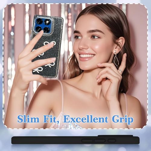 Image of DIZORO for Motorola Moto Edge 60 Fusion 5G / Edge 60 5G Cover,Cute Bow Tie Aesthetic Phone Case,Trendy Slim Hard IMD Shockproof Protective Bumper Designer Phone Back Cover for Women Girls Black