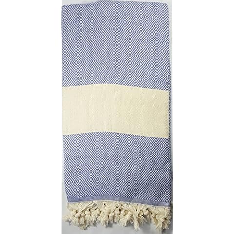 Luxury Quality Large Turkish HAMMAM PESHTEMAL Cotton Bath Towel Beach UK Seller - Sea Blue Cover