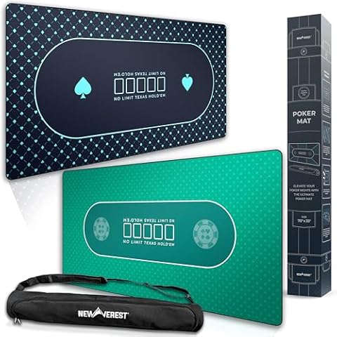 Newverest 2-in-1 Poker Gift Set: Texas Hold'em Poker Mat Royal Blue + Traditional Green | 70" x 35" Cover