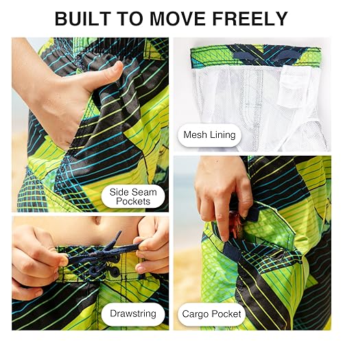 Image of Kanu Surf Boys' Toddler Troy Stripe Swim Trunks