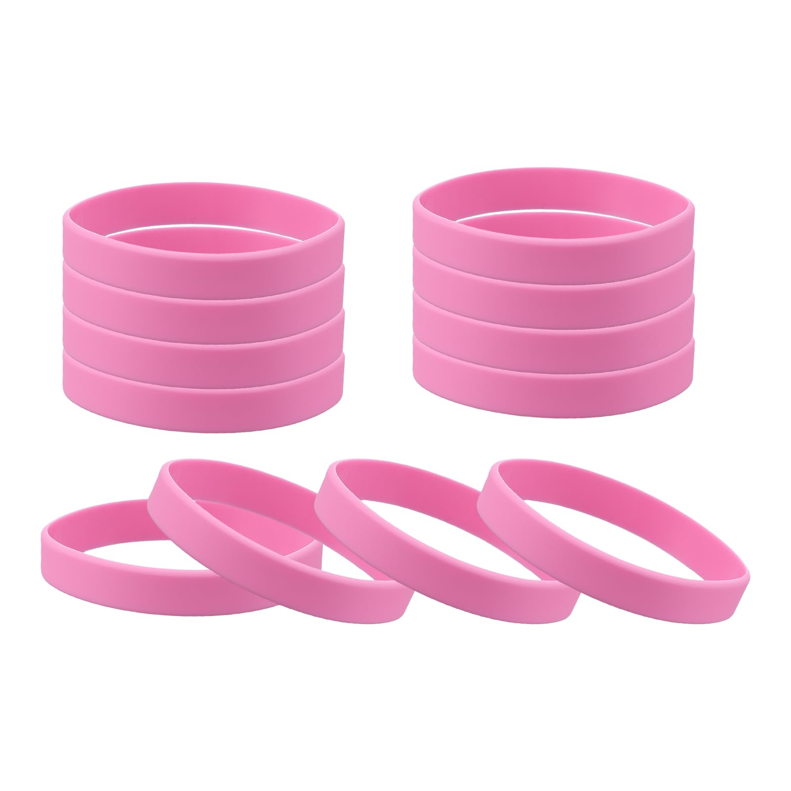 sourcing map 12 Pcs Rubber Bracelets, Unisex Silicone Bracelet Colored Elastic Sports Wristbands for Adults Teen Sports Team Games Parties Fashion Decorations, Pink