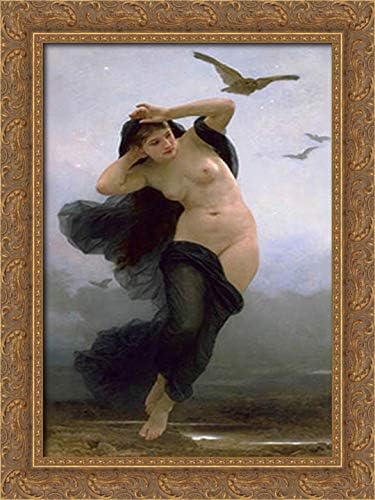 Night 18x24 Gold Ornate Wood Framed Canvas Art by William Adolphe Bouguereau