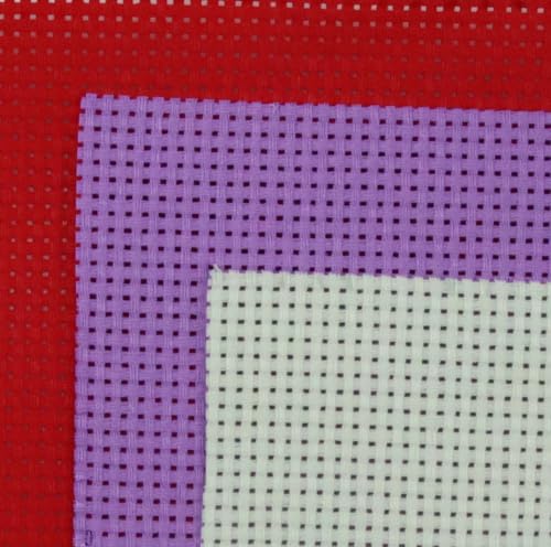 Image of KCS 3 pc of 15 inch x 18 inch(38cmx45cm) 11 Count Cross Stitch Cotton Aida Cloth Needlework Rolled Fabric Box,11CT,Light Green+Lavender+Red
