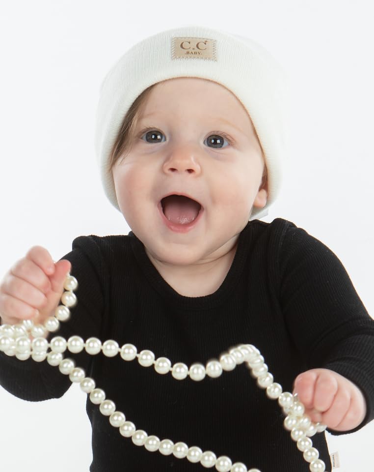 Image of Funky Junque Adorable Newborn Baby Smiley Face Beanie - Soft Knit Winter Hat with Premium Suede Patch