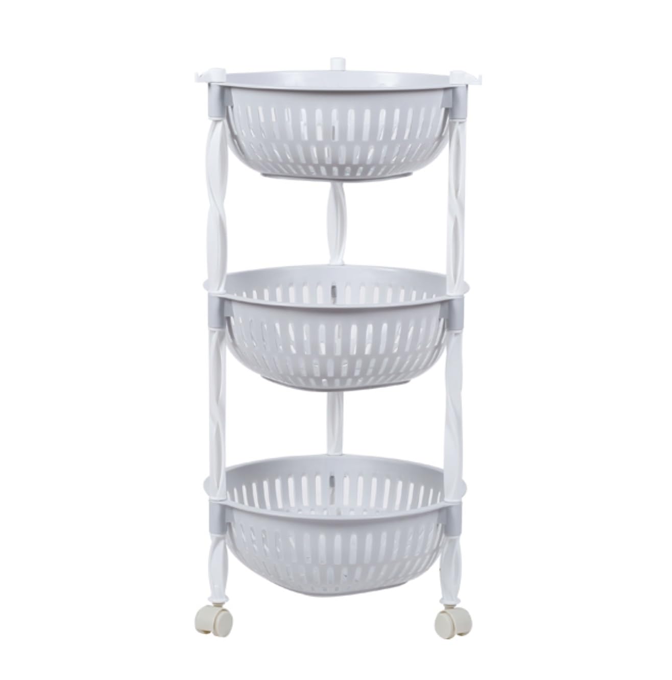 Carrito de cocina de 4 niveles con ruedas y estante de almacenamiento gris para la despensa