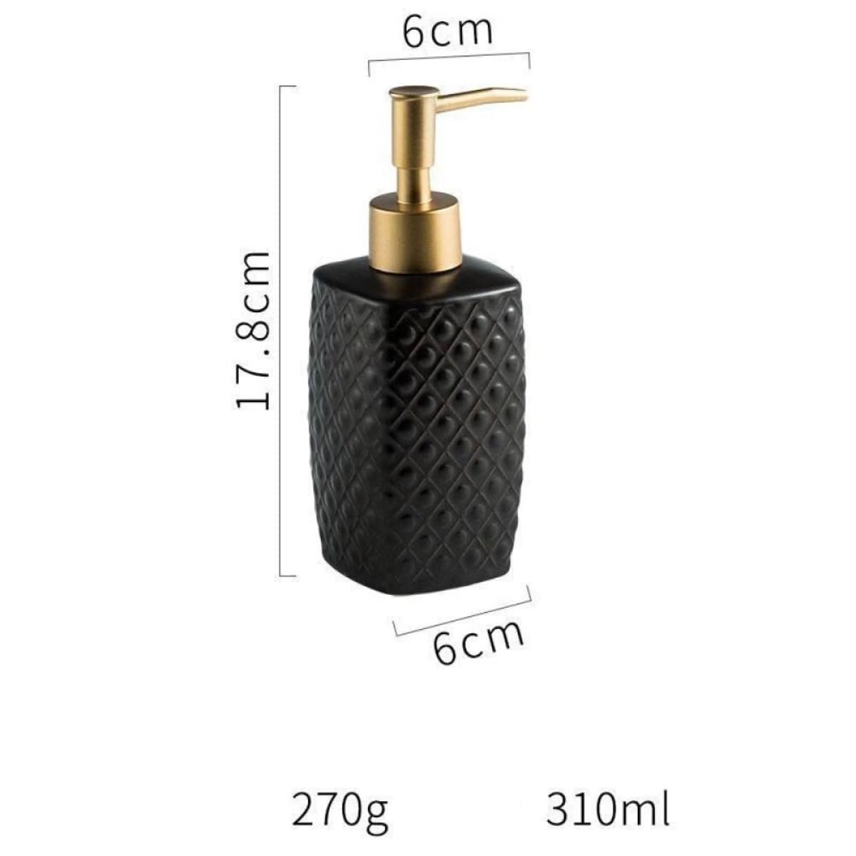 Dispensador de Jabón Líquido Dispensador De Jabón Líquido Cerámica con Lunares En Relieve, Botella Rellenable Bomba Loción Botellas de Aseo(Black)