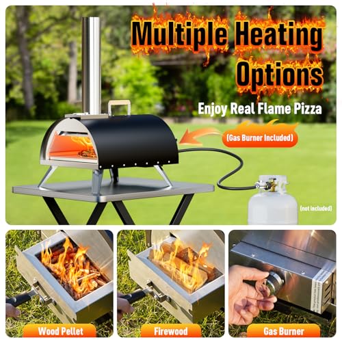 image for WOOCIT Multi-Fuel Pizza Oven Outdoor, 12