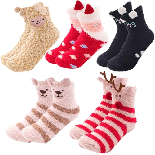 Doodlewitz Fluffy Socks Womens Winter Warm Thick Cozy Thermal Fuzzy Cute Animal Bed Socks for Ladies and Girls Present Ideas Xmas Gifts for Christmas