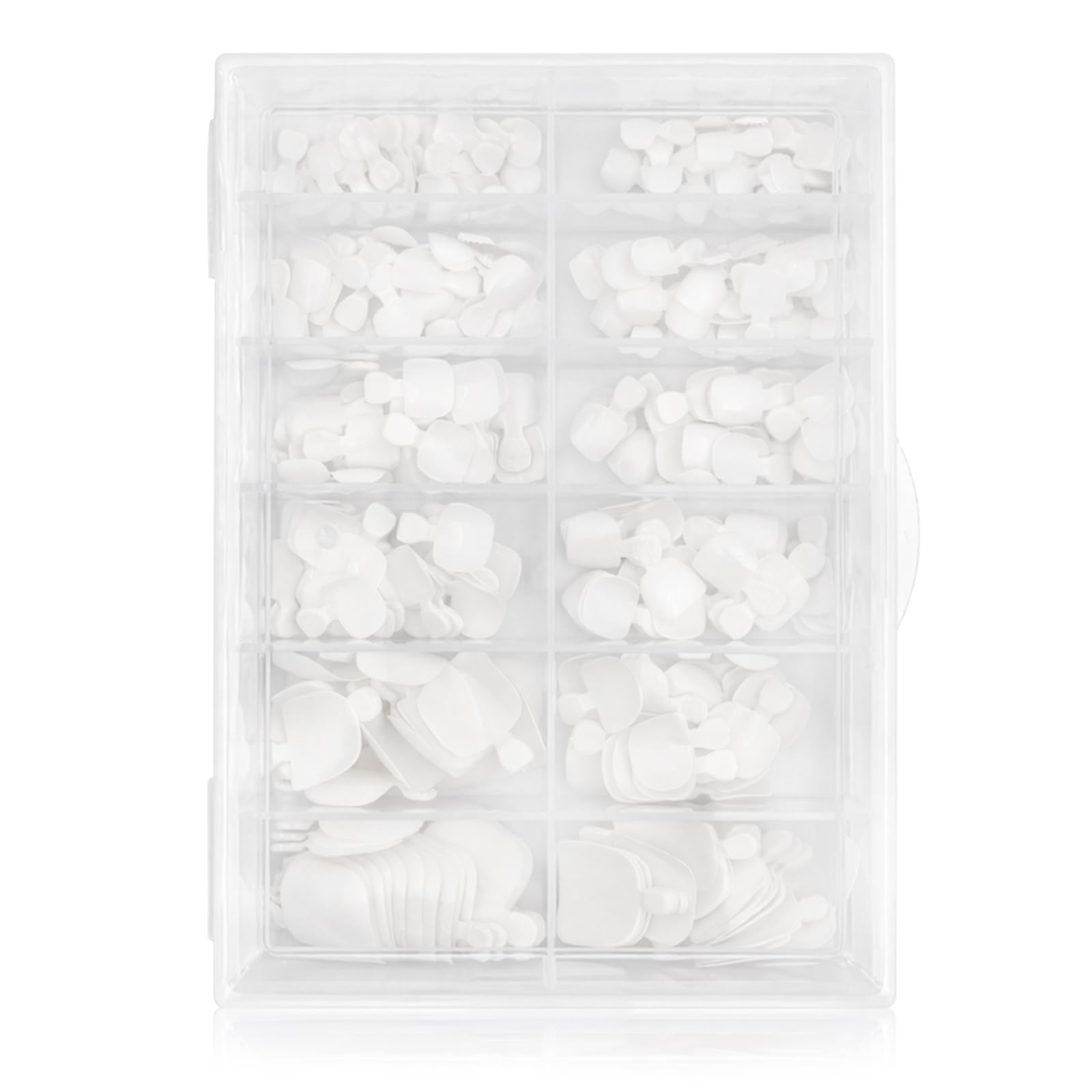 240 PCS Gmlawsc White Press-On Toenails Set for Women, Short Square Acrylic Fake Toe Nails with Glue Tabs, Full Cover Artificial Toenail Tips in 12 Sizes