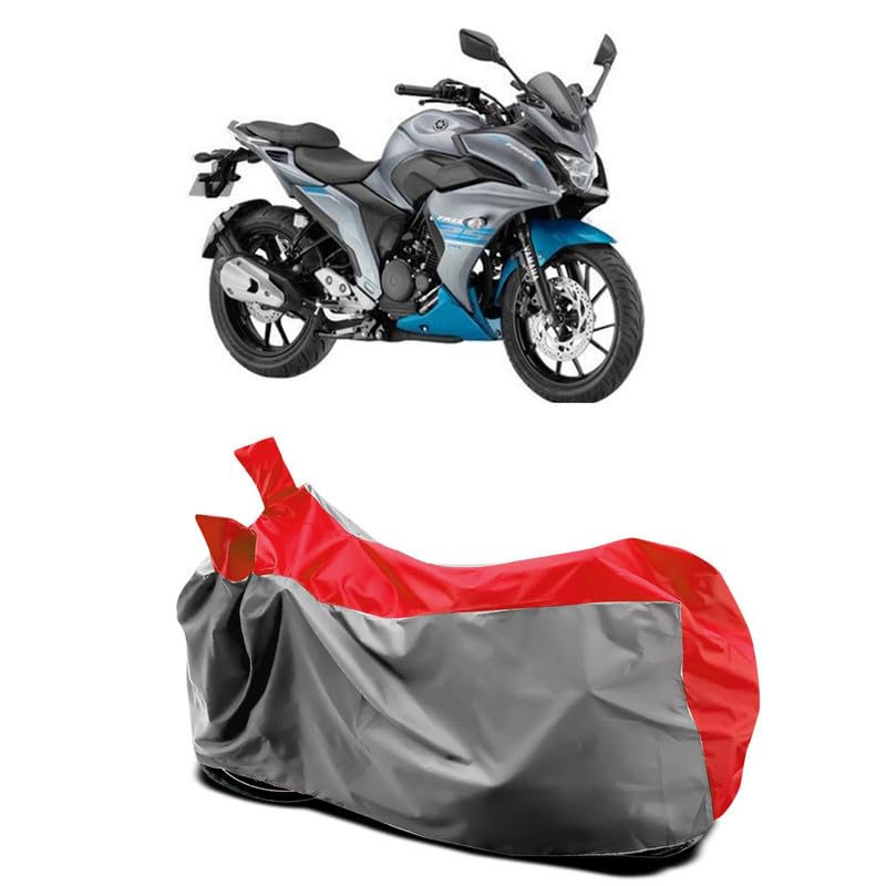 Image of DUFFEL-Two Wheeler Bike Body Cover Compatible for Yamaha Fazer 25 Heat Protectio /UV-Rays /Birds Dropping /DustProof /Waterproof All Variants [Gray Red]