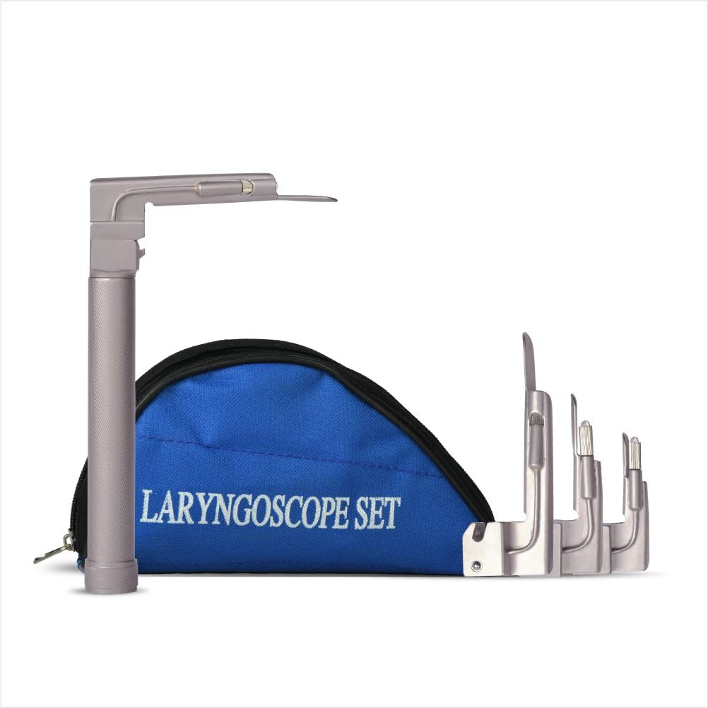 Synocare Laryngoscope Miller Pediatric Set with Pouch Surgical Stainless Steel 3 Pcs with Handle (Laryngoscope Set Pediatric- 3 Blades)