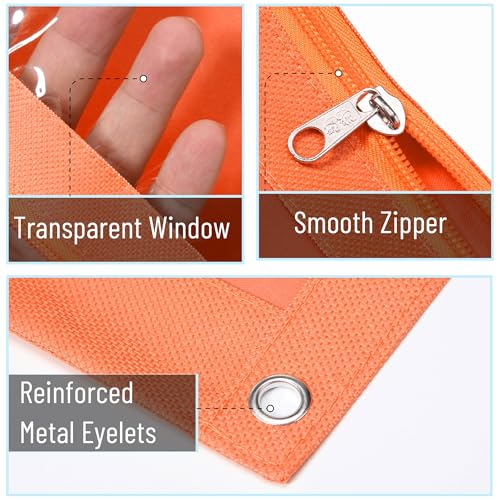 Image of Mr. Pen- Pencil Pouch for 3 Ring Binder, 2 Pack, 10 inchx6.75 inch, Smooth Zipper | Clear Window, Large Capacity Pencil Case with 3 Reinforced Grommets for School, Office, Supplies Storage | Clear Window, Large Capacity Pencil Case with 3 Reinforced Grommets for School, Office, Supplies Storage