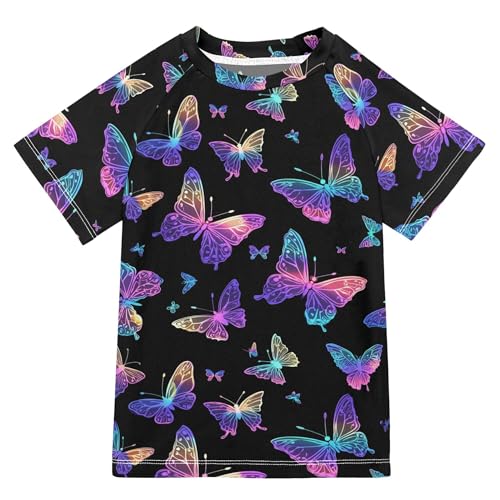 Rainbow Butterflies Black Girls Bathing Suit Sun Protection Beach Tops Swimwear Beach Tops 3T