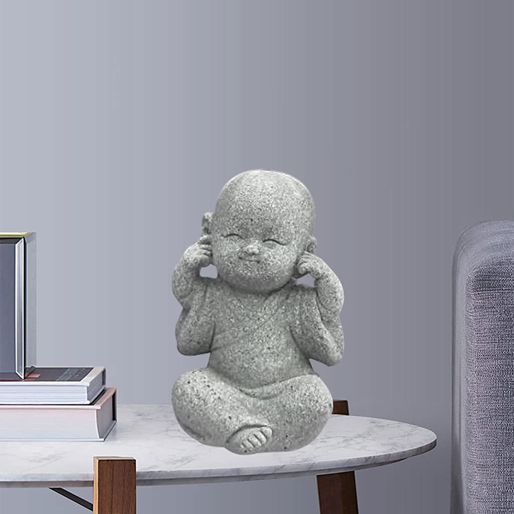 ROMISBABA Mönchsstatuen Set - 2-tlg Zen Garten Deko Figuren