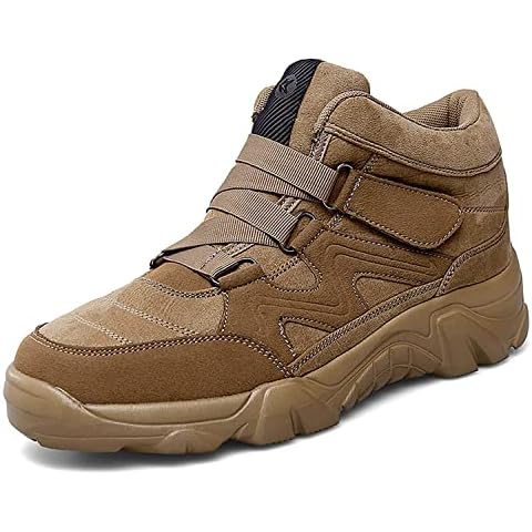 VARSKARC Men's Slip On Walking Sneakers Comfortable Hiking Fashion high top Boots Khaki Cover