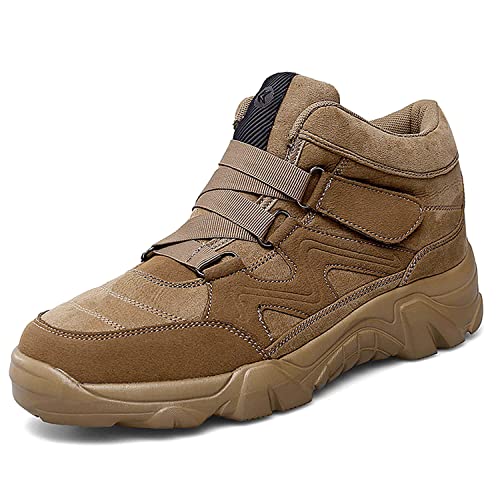 VARSKARC Men's Slip On Walking Sneakers Comfortable Hiking Fashion high top Boots Khaki