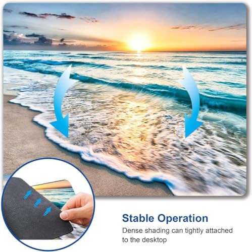 Image of Premium-Textured Printed Mouse Pad, Non-Slip Rubber Base Mousepad for Laptop, Computer & PC, 9.5x7.9 in - Enhanced Precision, Ergonomic Comfort, Ideal for Gaming & Office (Beach Sunset)