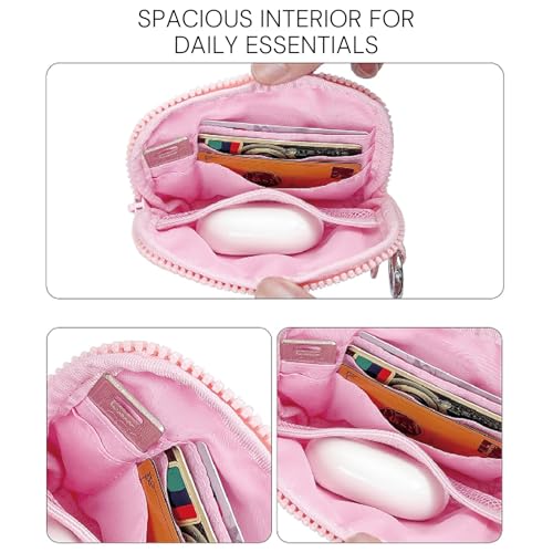 Image of Small Wristlet Wallets for Women with Clear ID Window, Keychain Coin Purse | Organized Interior with 3 Card Slots, Inner Mesh Pouch, Lipstick Holder, Metal Key Ring and Detachable Wrist Strap