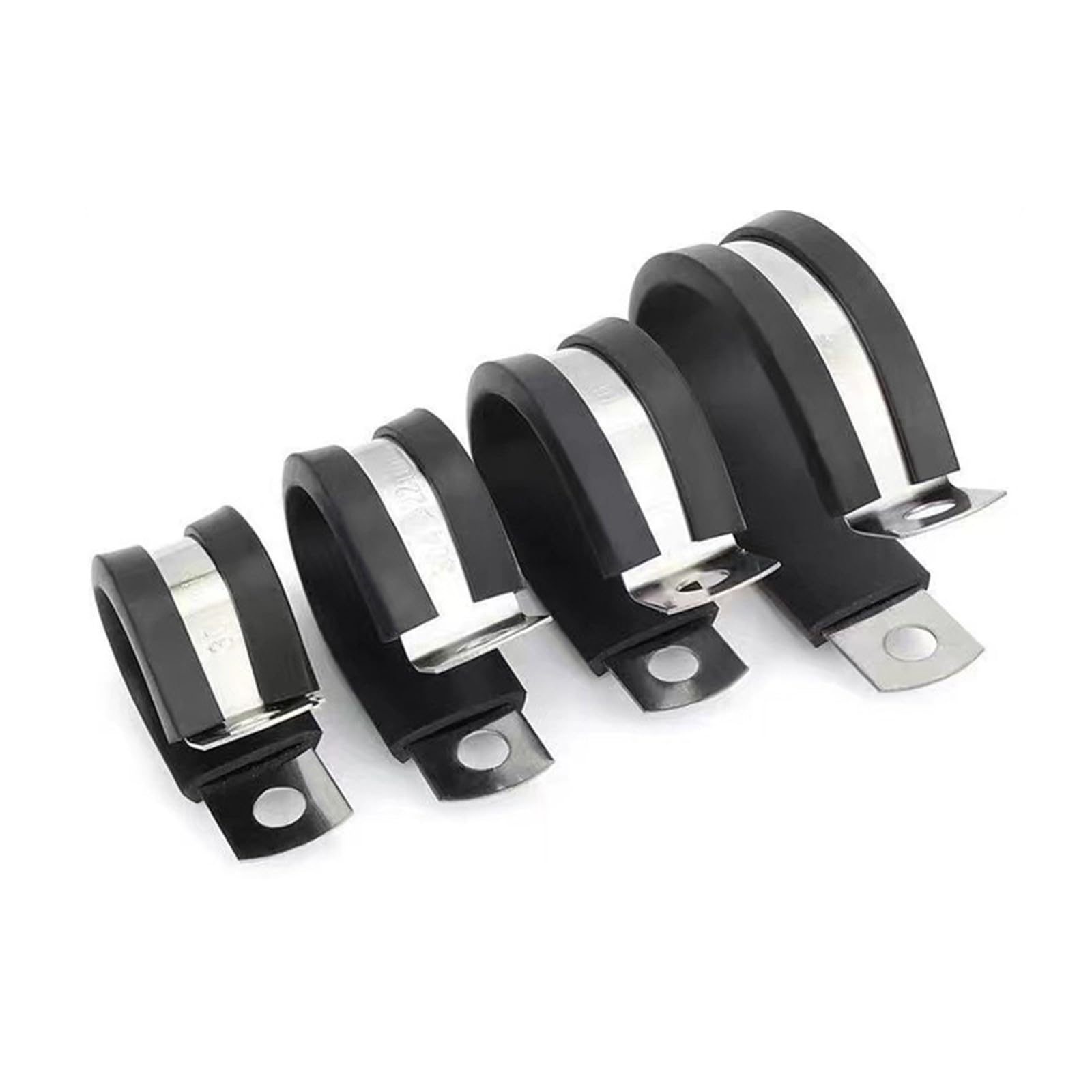 20 Clip A P In Acciaio Inox Rivestite In Gomma - 20 Mm, Fascette Stringitubo Per Cavi E Tubi, Morsetti Assortiti
