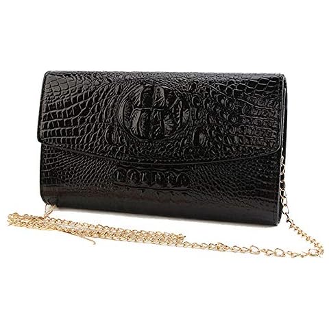 Evening Bag for Women, Wedding Evening Purse Envelope Ladies Shoulder Party Clutch Bags, M1- Black, S Cover