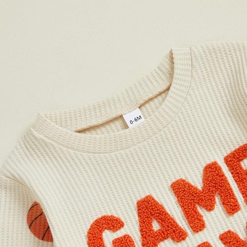 Image of Toddler Baby Boy Girl St Patricks Day Outfit Lucky Embroidery Waffle Long Sleeve Sweatshirt Pants Spring Clothes Set
