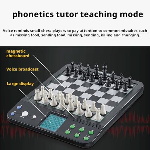 Jeu d'échecs électronique, interaction IA, échiquier portable pour une utilisation facile, affichage clair, idéal pour les débutants et les amateurs d'échecs