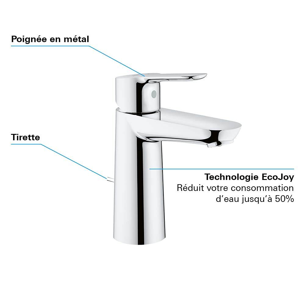 GROHE 20422000, M Size, mitigeur lavabo avec tirette, 23758000