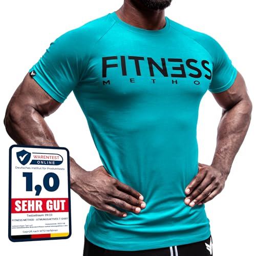 Fitness Method, Camiseta deportiva para hombre, ajustada, cómoda y de alta calidad, cuello redondo y entallado, entrenamiento y ocio, gimnasio y entrenamiento casual, 95% algodón, 5% elastano