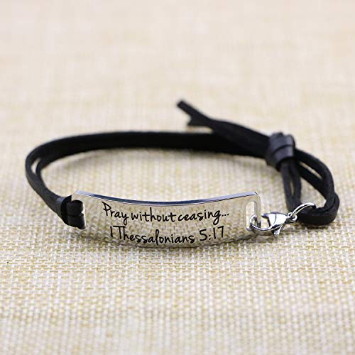 Yiyang Religious Bracelets for Women Inspirational Christian Gifts for Her Christmas Personalized Scripture Birthday Leather Strap Bangle2