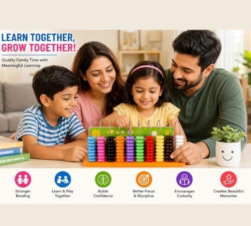 Image of BKDT Marketing Educational Abacus Learning Tool Early Math Skills for Kids to Learn to Count, Add & Subtract with Colourful Beads - Mathematics Tool kit -Abacus Toys for Kids