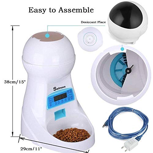 Sailnovo Distributeur Automatique de Nourriture Distributeur de Croquettes Gamelle Enregistrement 4 Repas pour Chats et Chiens (Moyen, Petit) (4L, Blanc) Sailnovo Distributeur Automatique de Nourriture Distributeur de Croquettes Gamelle Enregistrement 4 Repas pour Chats et Chiens (Moyen, Petit) (4L, Blanc)