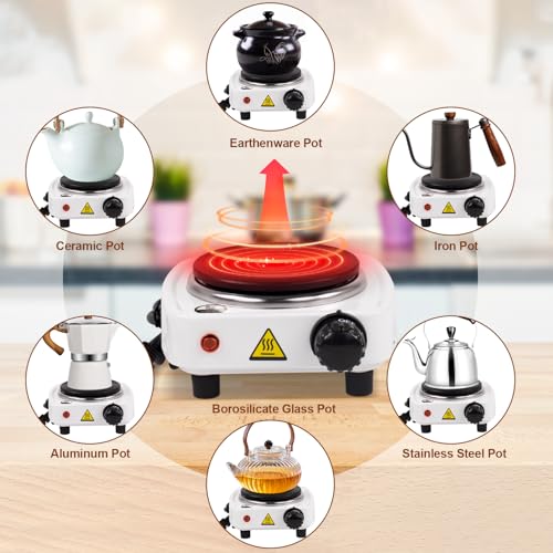 Image of 2-in-1 Moka Pot Espresso Set with Electric Stove 3 Cup Aluminum Stovetop Coffee Maker Percolator Italian Classic Mocha Coffee Machine for Italian and Cuban Cafe Brewing Portable Camping Travel